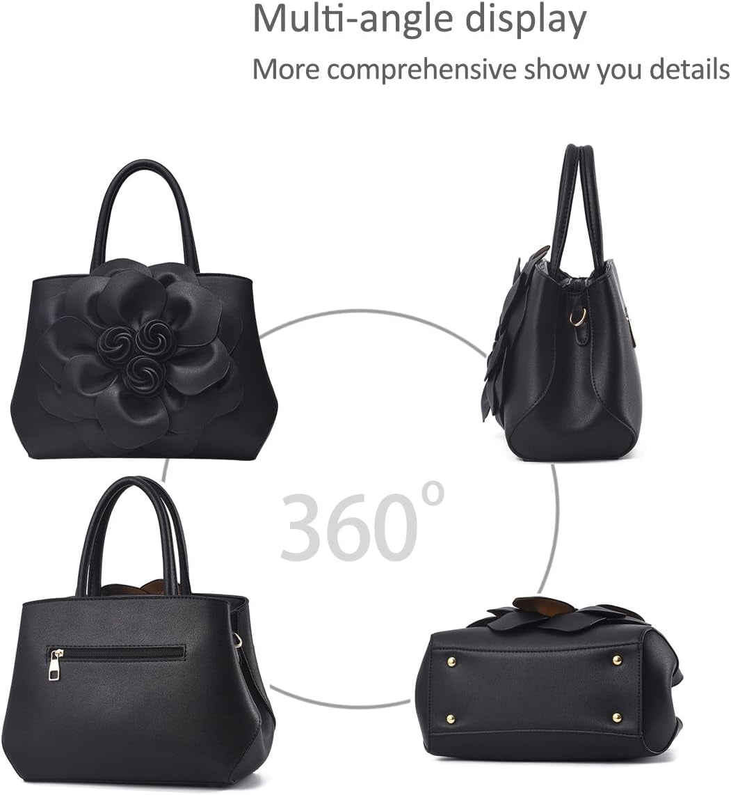 Stylish Handbags for Women Flower Top Handle Handbags Designer Shoulder Bag PU Leather Crossbody Bag Pretty Bag