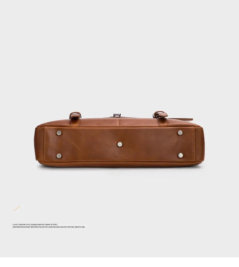 2026 New Briefcase Men'S Leather Handbags Business Casual Lawyer Computer Portable Official Vintage Shoulder Messenger Bag Larg