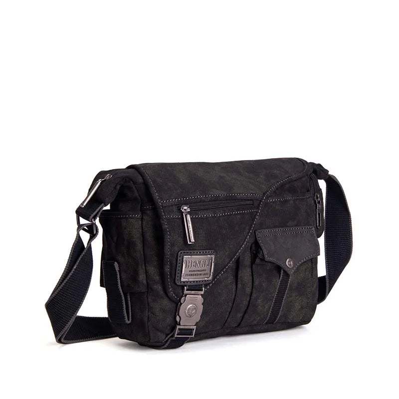 Men Canvas Multifunction Crossbody Bag Retro Handbags Travel Wear Resistance Shoulder Messenger Bags Leisure Package Bolsa