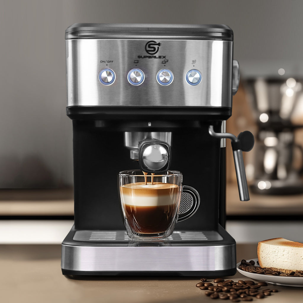 SUPERLEX Coffee Machine Espresso Machine Coffee Maker Cappuccino W/ Milk Frother