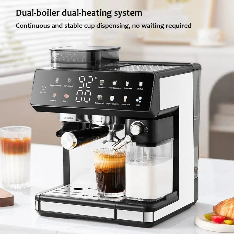 220V Semi-Automatic Italian Coffee Machine with Grinding Function Espresso Coffee Maker Home Use Commercial Coffee Machine