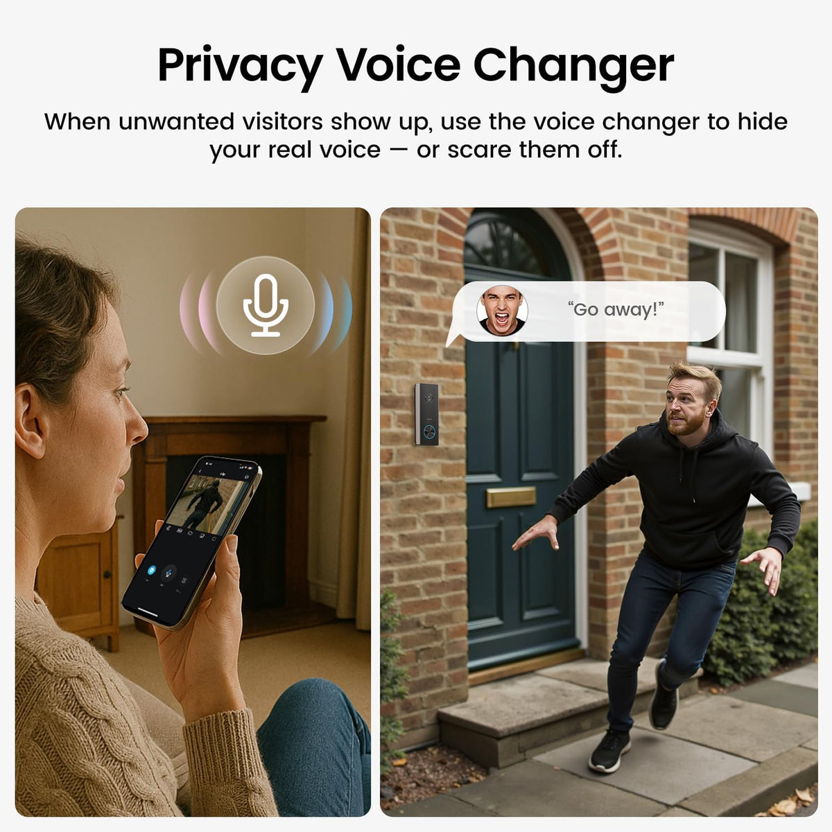 Video Doorbell Wireless, 2K HD Doorbell Camera Wireless,Battery-Powered Doorbell Camera,2.4Ghz Wi-Fi,Human Detection,180-Day Battery Life,Video Calling,Voice Changer,Work with Alexa