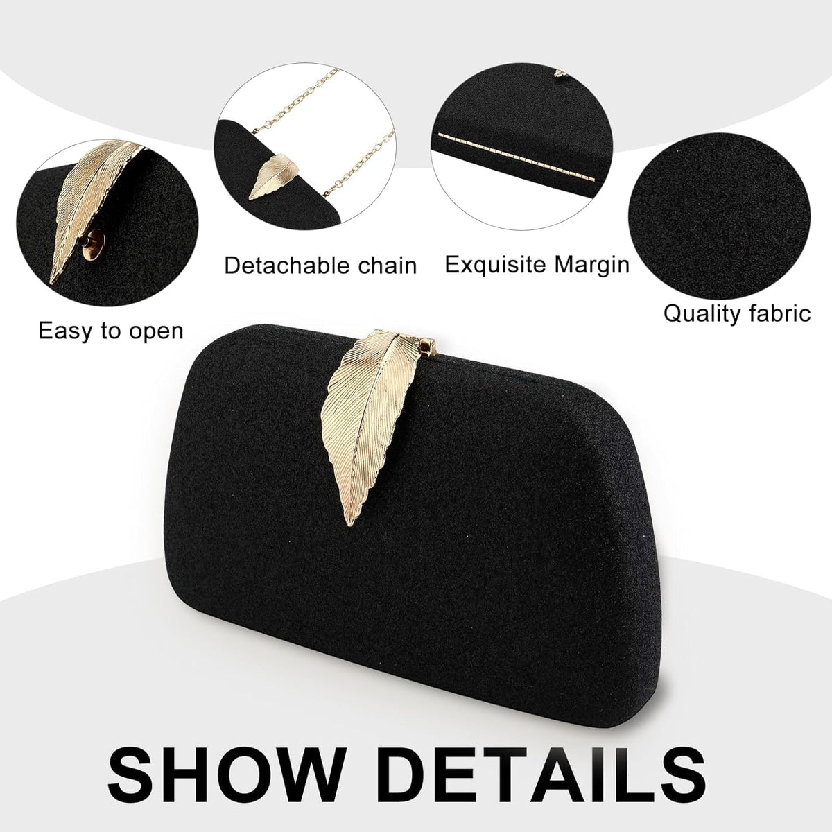 Evening Bag - Small Clutch Purses for Women Wedding - Women'S Evening Handbags Formal Crossbody Evening Clutch-Black