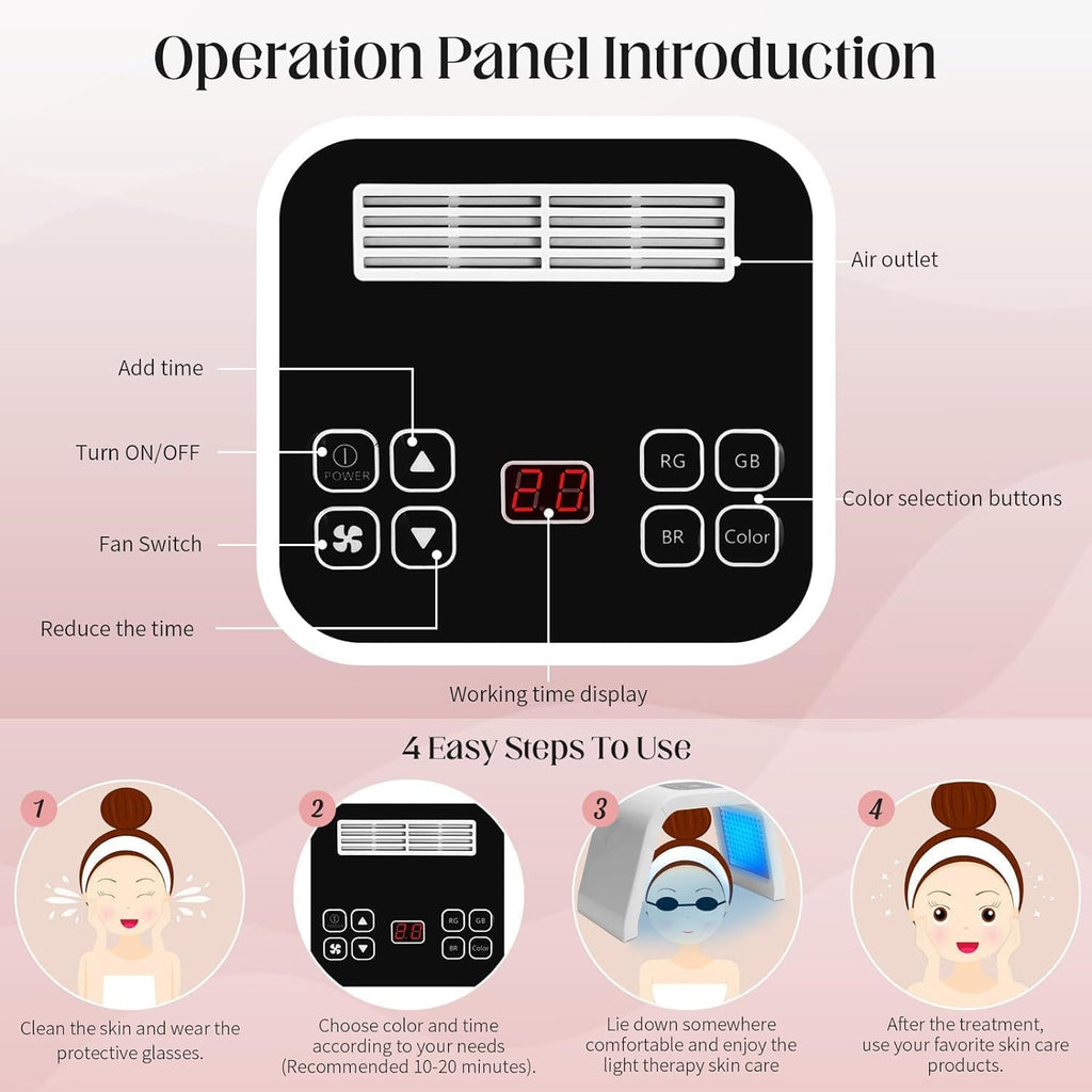 ‌LED Face Light Therapy Mask‌, Red Light Therapy Mask, 7 Colour LED Light Therapy for Face‌ & Body, Rejuvenating Skin Care Device for Home SPA Relaxation