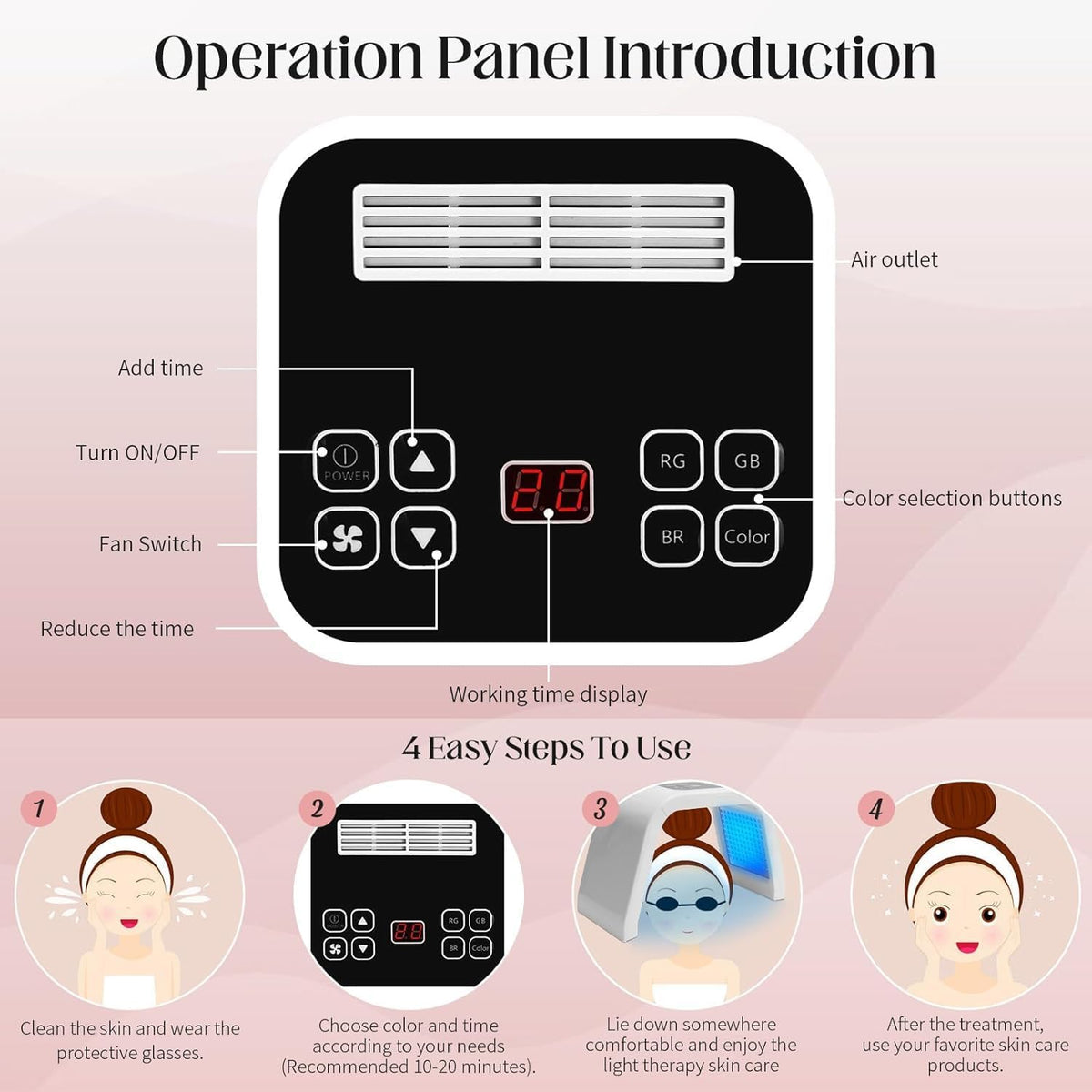 ‌LED Face Light Therapy Mask‌, Red Light Therapy Mask, 7 Colour LED Light Therapy for Face‌ & Body, Rejuvenating Skin Care Device for Home SPA Relaxation