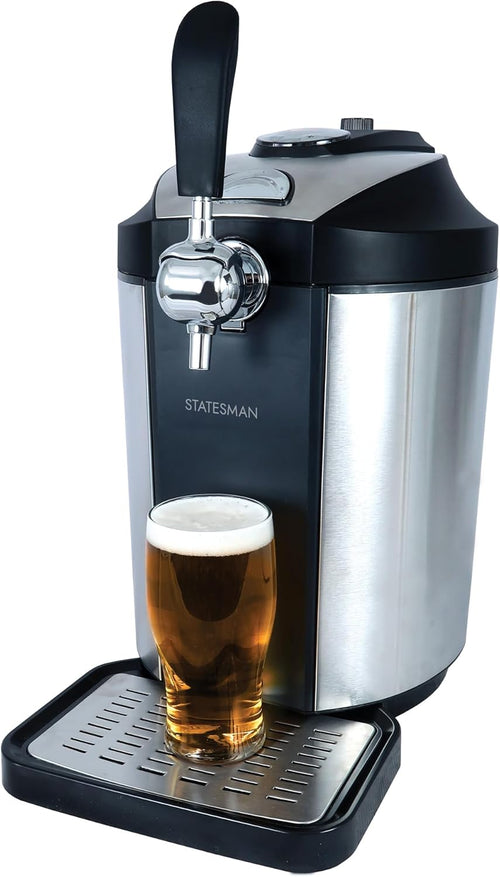 SKBD500SS Beer Dispenser Tap for 5 Litre Kegs, Draught Pump with Integrated Cooler for Beer Ale Cider & Lager, Perfect for Kitchens & Home Bars, Stainless Steel