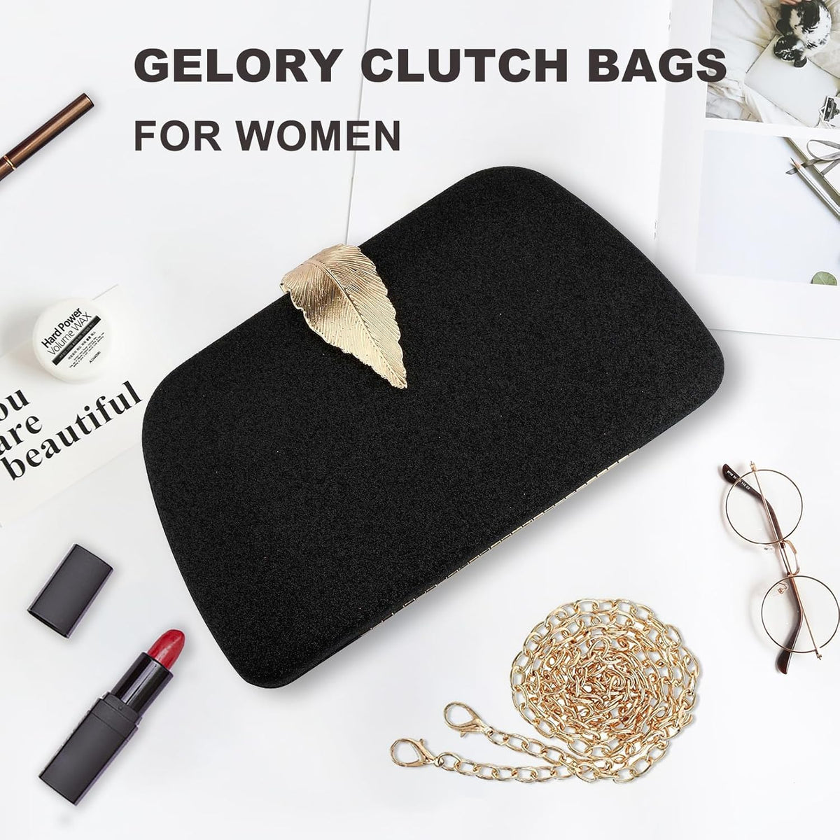 Evening Bag - Small Clutch Purses for Women Wedding - Women'S Evening Handbags Formal Crossbody Evening Clutch-Black