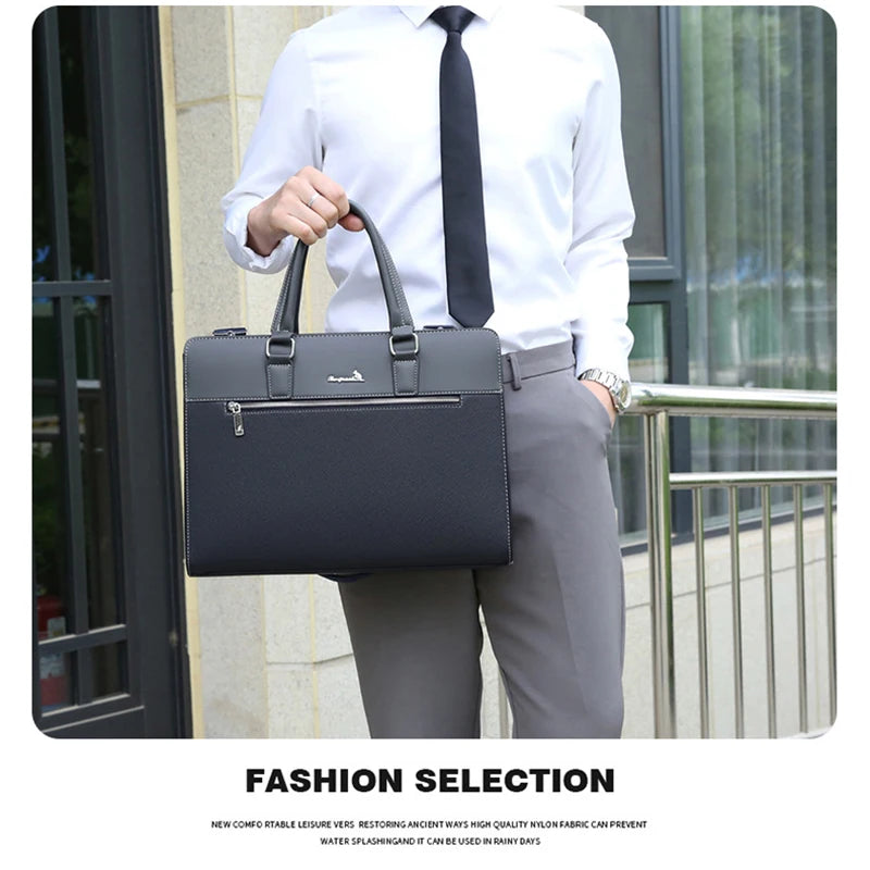 PU Leather Briefcase Bag for Men Laptop Executive Designer Handbags Shoulder Business Male Messenger Crossbody Bag Portfolio