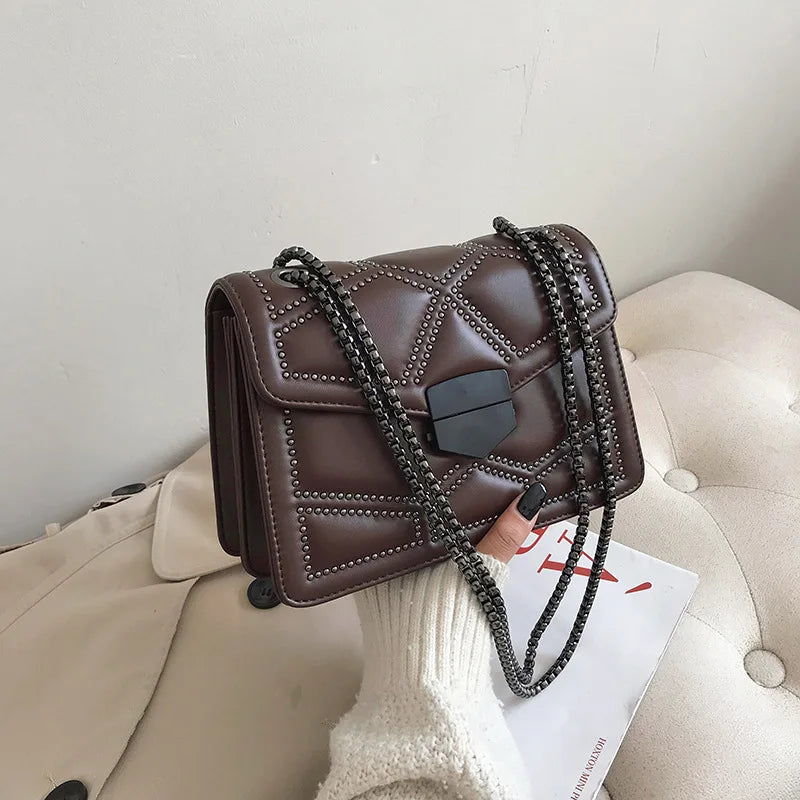 Rivet Chain Small Crossbody Bags for Women Shoulder Messenger Bag Lady Luxury Handbags
