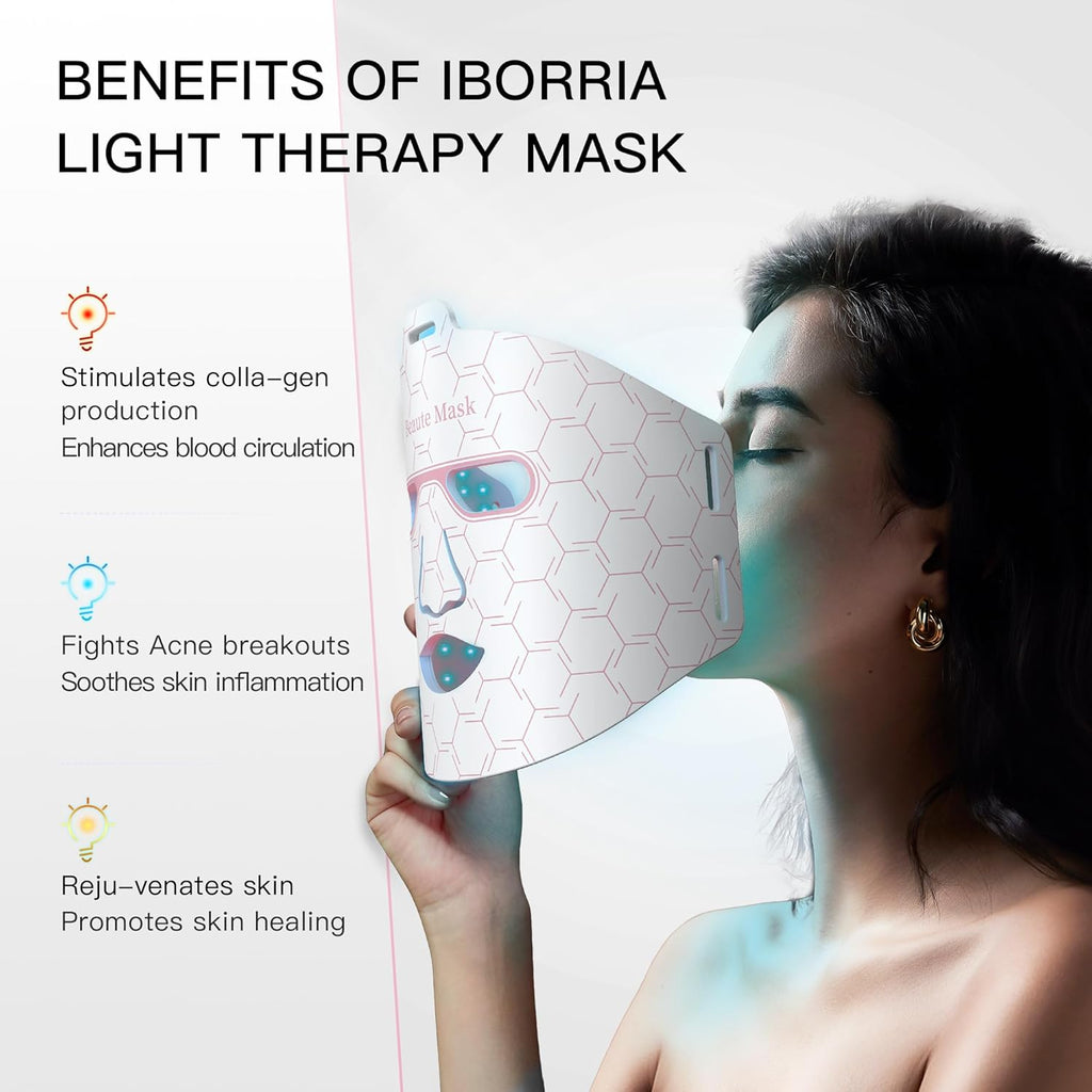 Red Light Therapy for Face, Led Face Mask Light Therapy, Infrared Red Light Therapy Mask, Advanced Anti-Aging Wrinkle Acne Removal Skin Care Device for All Skin Types at Home (Elegante White)