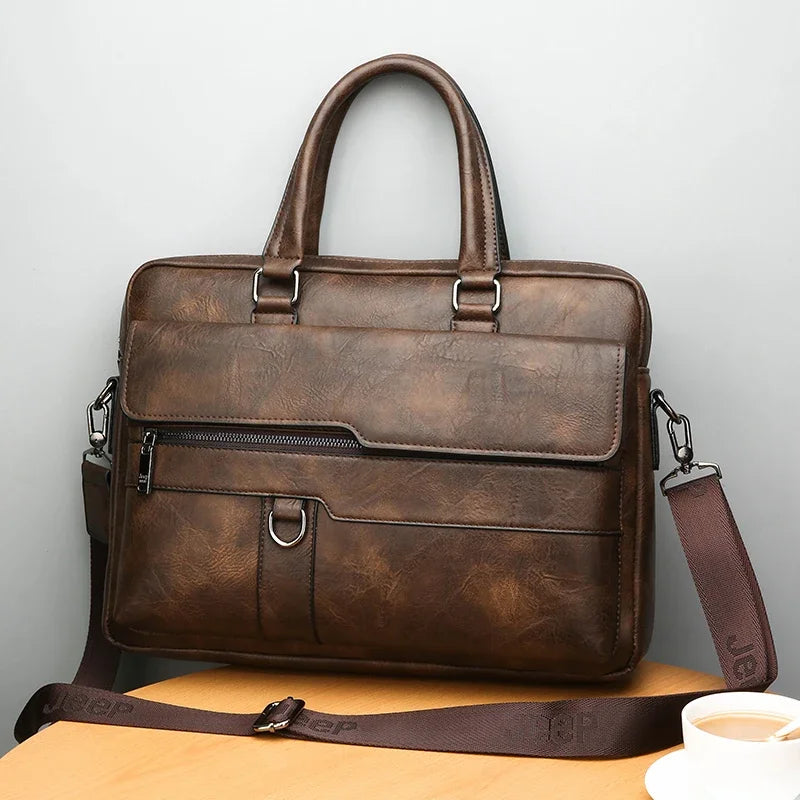 Men'S Minimalist Trend Briefcase Large Capacity Office Shoulder Bag Waterproof Business Laptop Handbags Commute Crossbody Bag