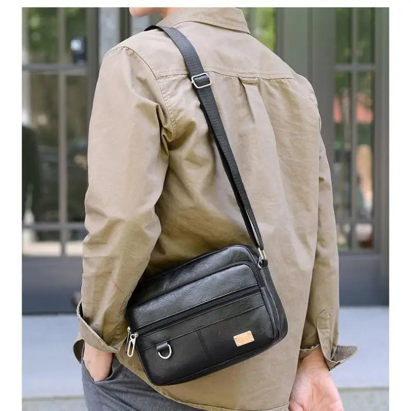 Leather Men'S Sling Bag Messenger Shoulder Crossbody Bags Large Capacity Handbags Multifunctional Work Bag
