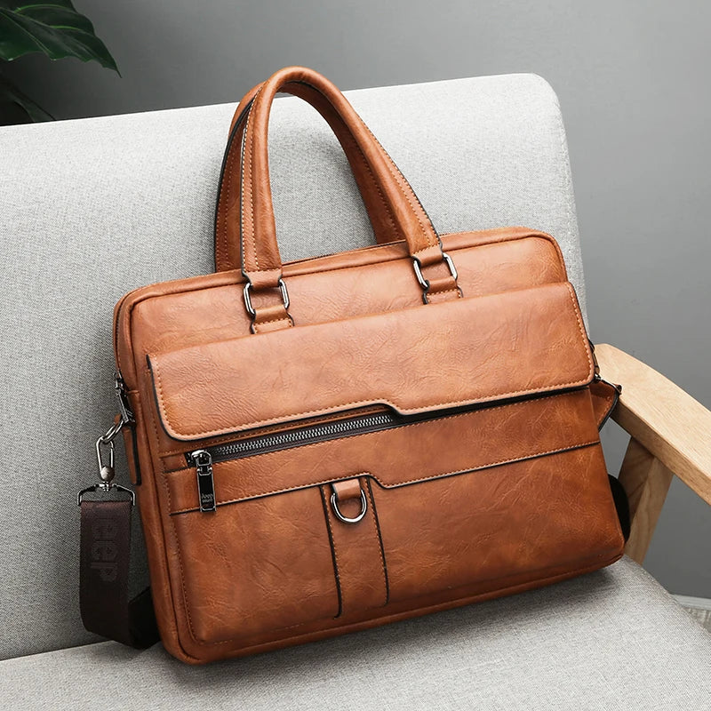 Men'S Minimalist Trend Briefcase Large Capacity Office Shoulder Bag Waterproof Business Laptop Handbags Commute Crossbody Bag