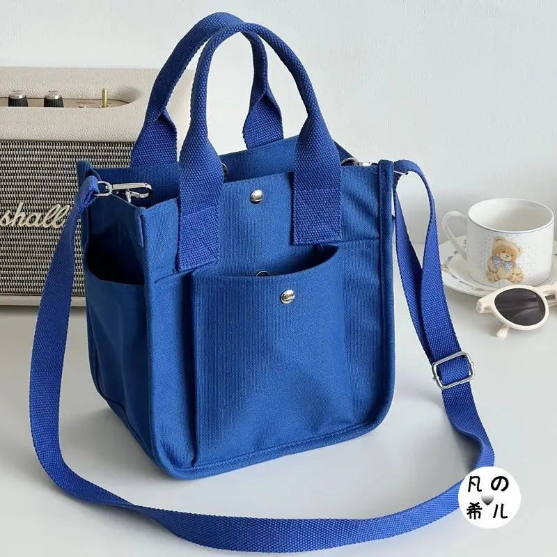 Women Crossbody Bags Canvas Solid Simple Large Capacity Shoulder Handbags All-Match Durable Shopping Portable Totes Minimalist