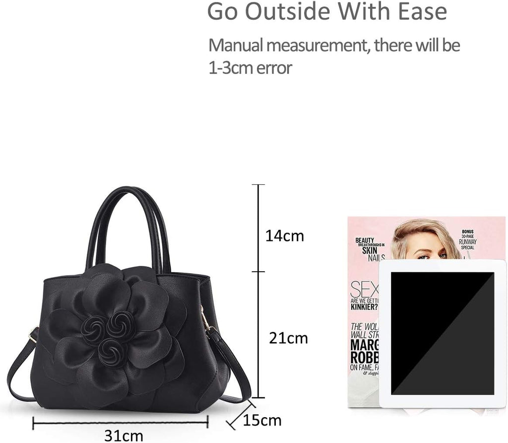 Stylish Handbags for Women Flower Top Handle Handbags Designer Shoulder Bag PU Leather Crossbody Bag Pretty Bag