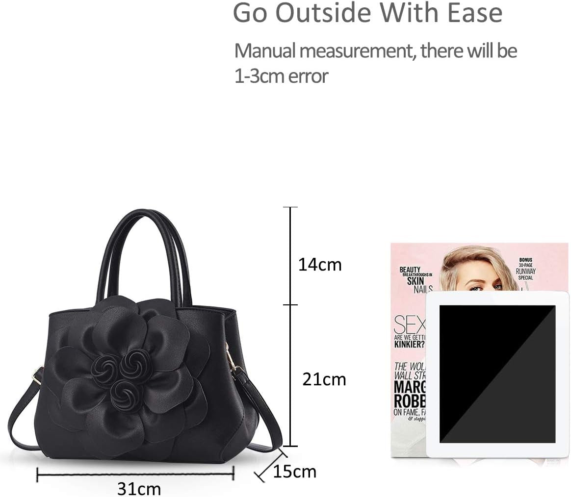 Stylish Handbags for Women Flower Top Handle Handbags Designer Shoulder Bag PU Leather Crossbody Bag Pretty Bag