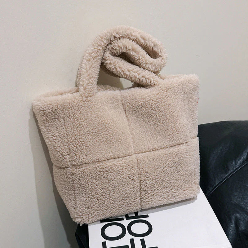 Women'S Designer Luxury Plush Bag Winter Fashion Cute Tote Handbags Large Capacity Portable Single Shoulder Furry Bags