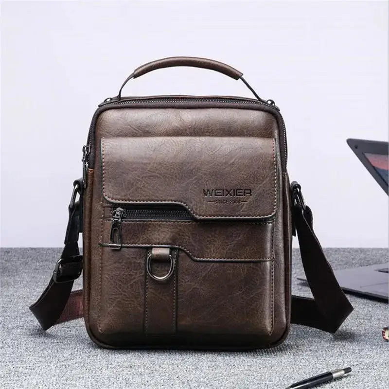 New Men Crossbody Bag Shoulder Bags Vintage Handbags Large Capacity PU Leather for Man Messenger Tote