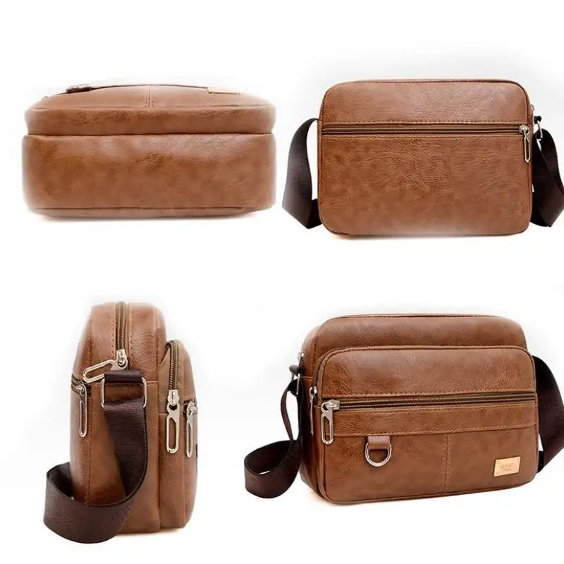 Leather Men'S Sling Bag Messenger Shoulder Crossbody Bags Large Capacity Handbags Multifunctional Work Bag