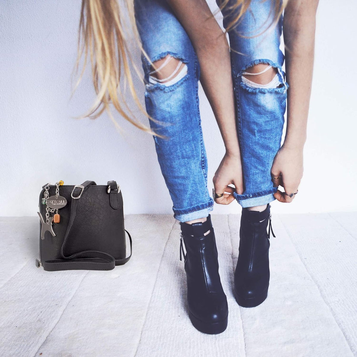 - Small Leather Crossbody Bag for Women - Mini Shoulder Bag - Long Adjustable Strap - Lena