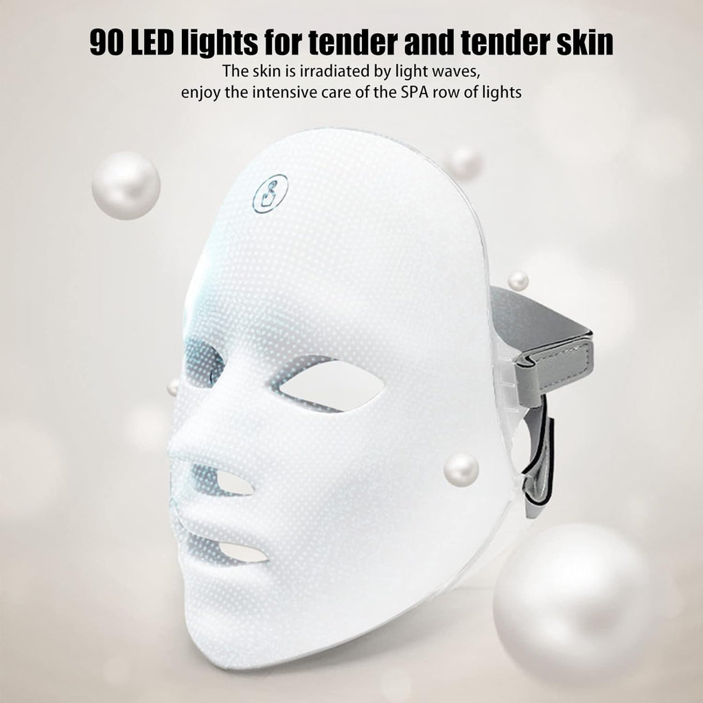 LED Light Therapy Facial Mask - 7 Color Photon Treatment for Skin Rejuvenation, Anti-Aging, Acne Reduction, and Wrinkle Prevention
