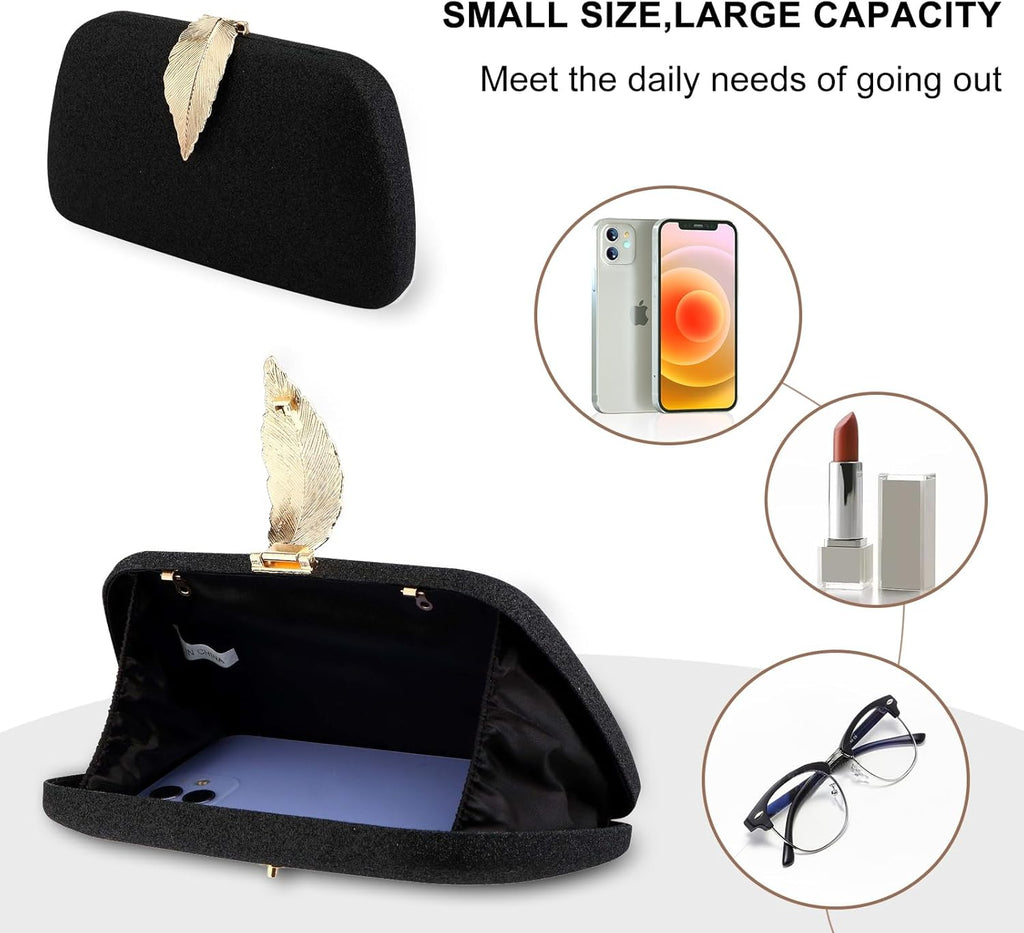 Evening Bag - Small Clutch Purses for Women Wedding - Women'S Evening Handbags Formal Crossbody Evening Clutch-Black