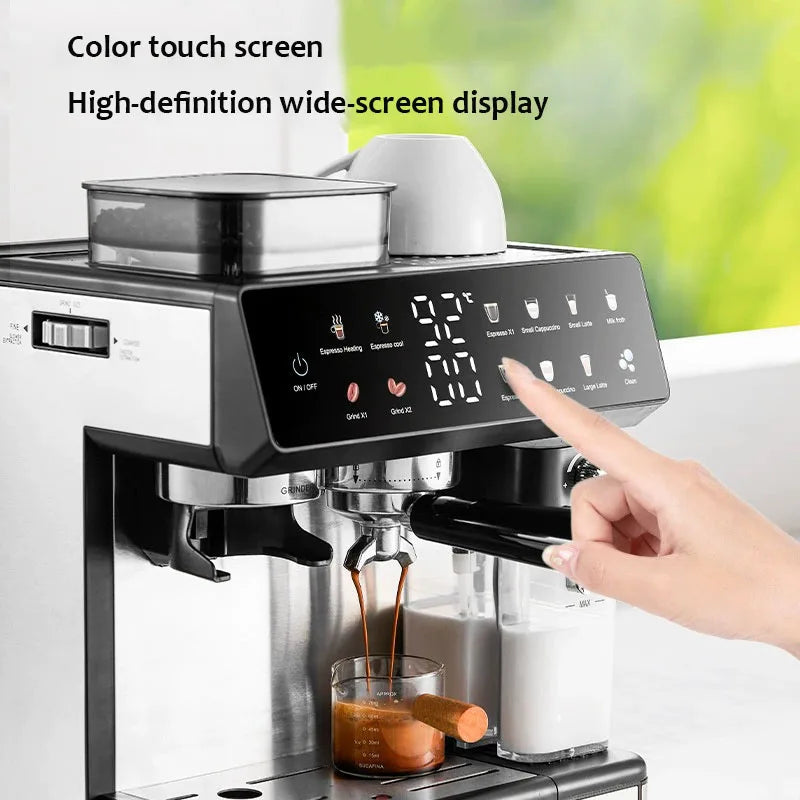 220V Semi-Automatic Italian Coffee Machine with Grinding Function Espresso Coffee Maker Home Use Commercial Coffee Machine