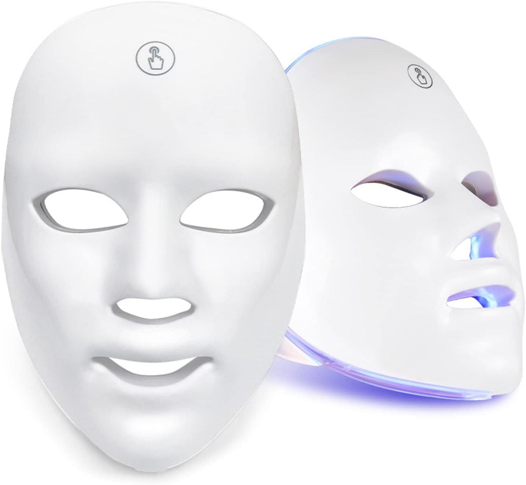 LED Light Therapy Facial Mask - 7 Color Photon Treatment for Skin Rejuvenation, Anti-Aging, Acne Reduction, and Wrinkle Prevention