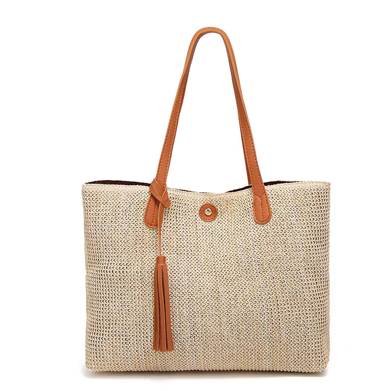 New Arrive 2026 Women'S Fashion Straw Handbags Large Tote Bags Ladies Simple Shoulder Bags Tassel Handbags B149