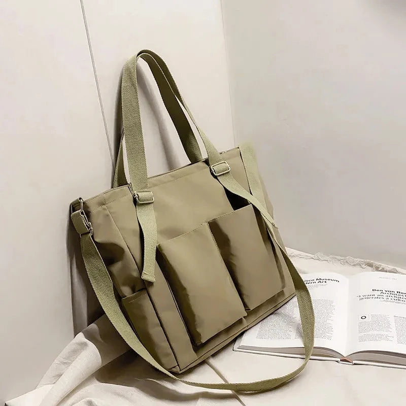 Female Simple Shoppers Bags Fashion Zipper Oxford Shoulder Handbags Waterproof Large Capacity Women'S Brand Crossbody Tote Bags