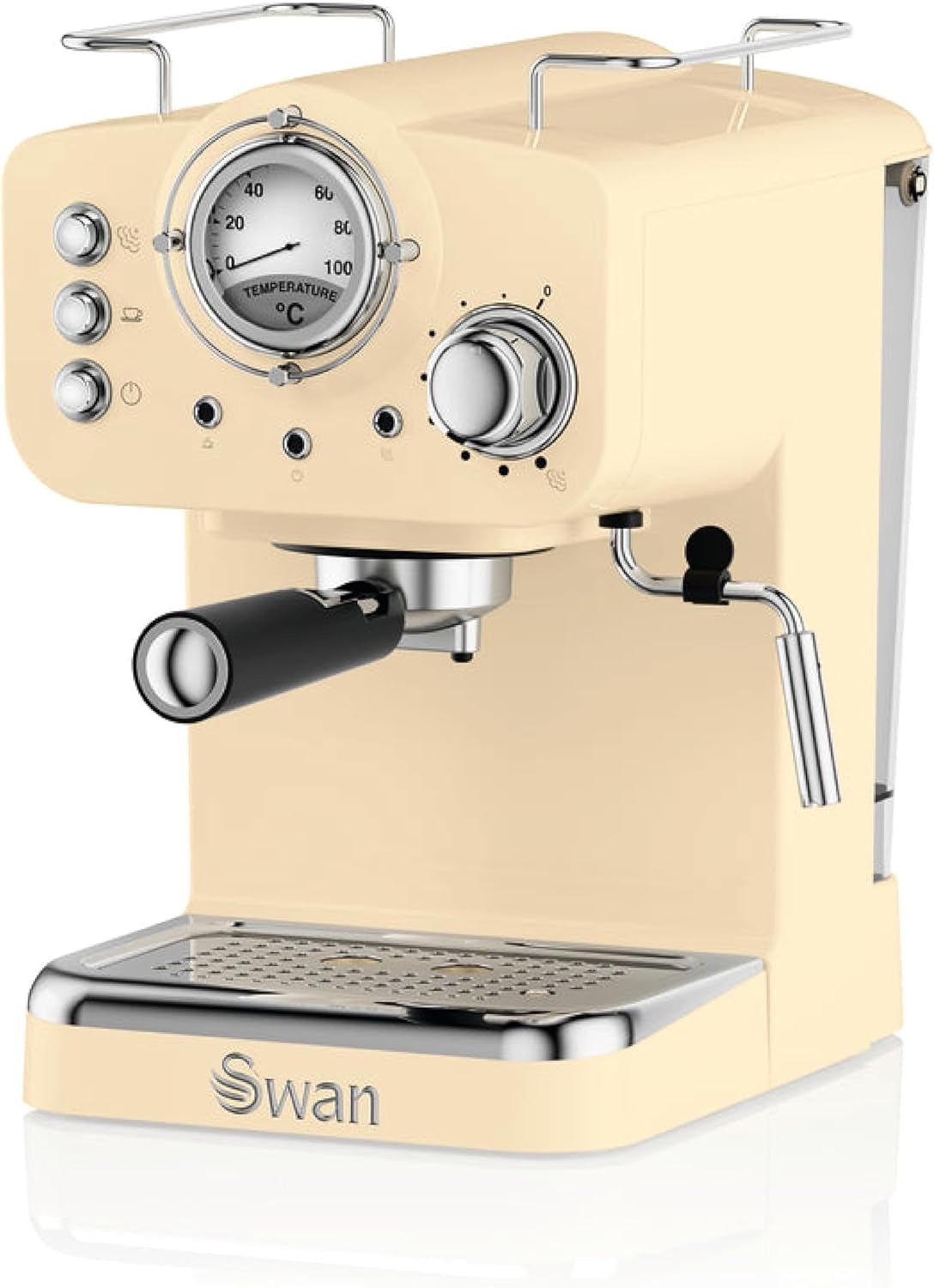 SK22110CN Retro Espresso Coffee Machine with Milk Frother, Steam Pressure Control, 1.2L Detachable Water Tank, 1100W, Retro Cream