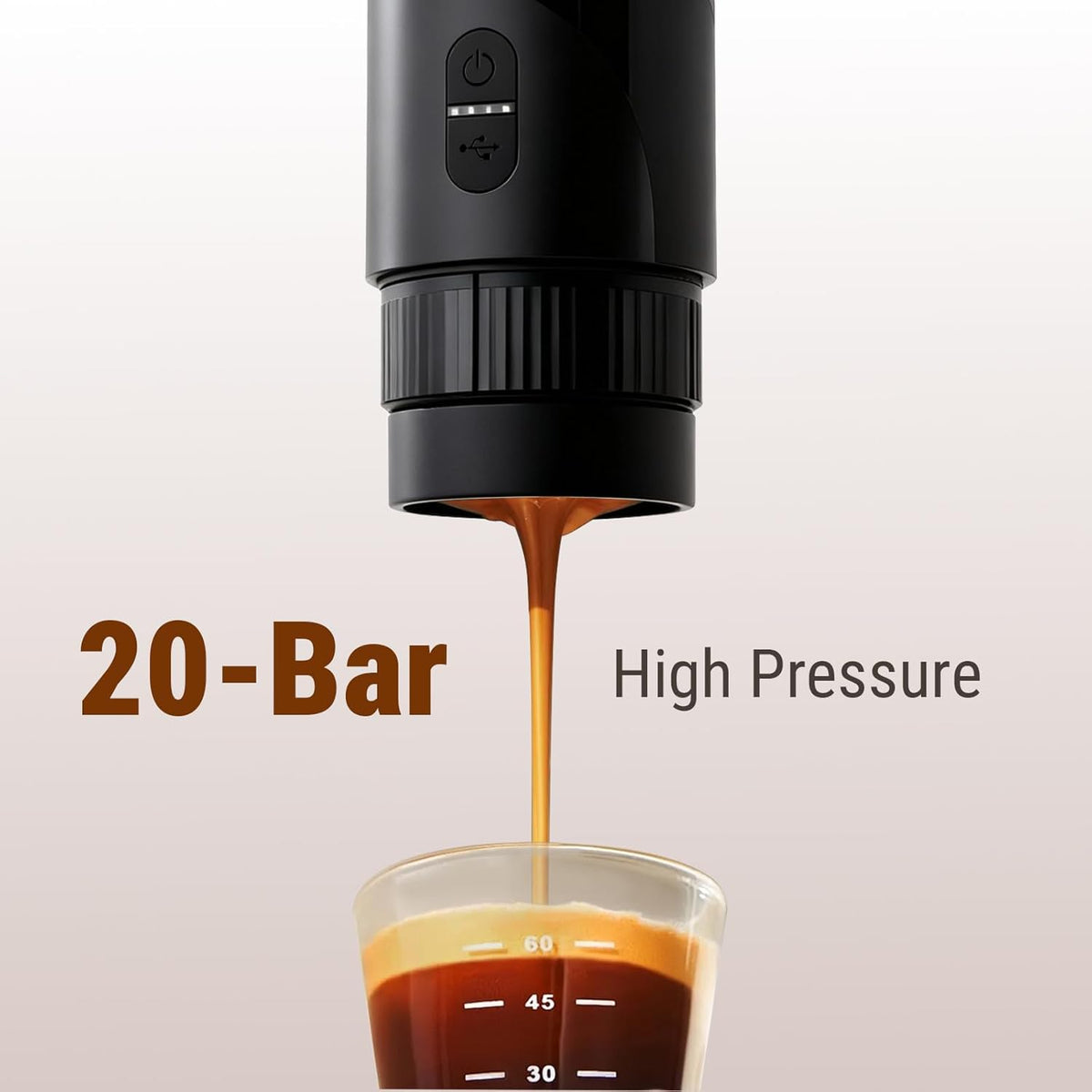 2 in 1 Portable Electric Coffee Maker None Self-Heating, 20-Bar Portable Espresso Maker Rechargable, Travel Coffee Maker for Car, Camping, Office, Compatible with Coffee Powder and Nespresso Capsule