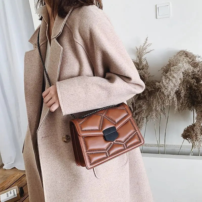Rivet Chain Small Crossbody Bags for Women Shoulder Messenger Bag Lady Luxury Handbags