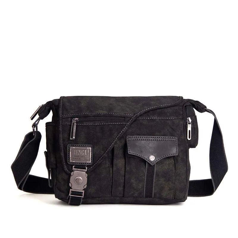 Men Canvas Multifunction Crossbody Bag Retro Handbags Travel Wear Resistance Shoulder Messenger Bags Leisure Package Bolsa