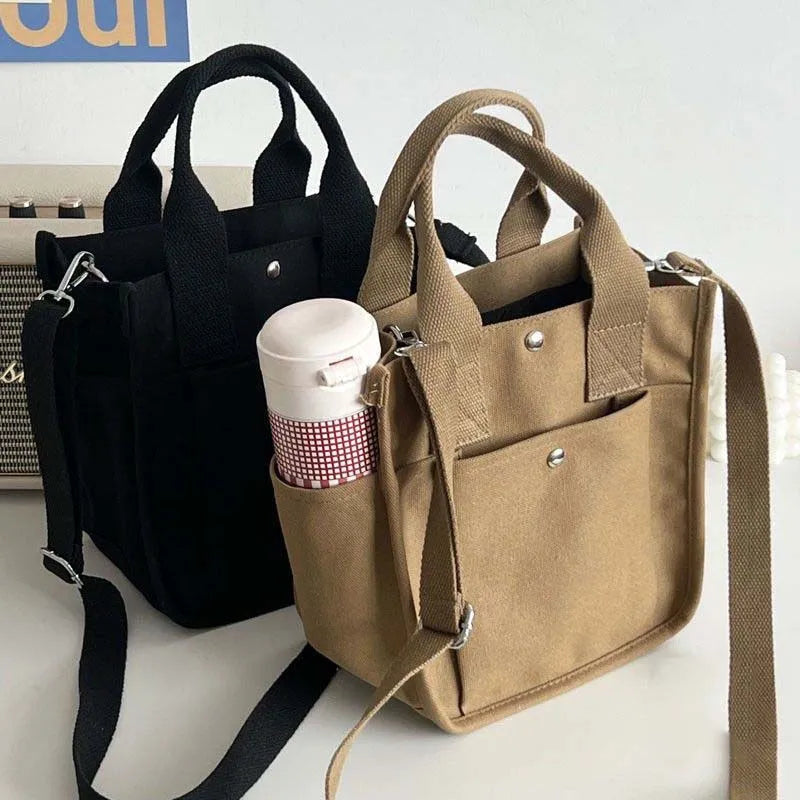 Women Crossbody Bags Canvas Solid Simple Large Capacity Shoulder Handbags All-Match Durable Shopping Portable Totes Minimalist