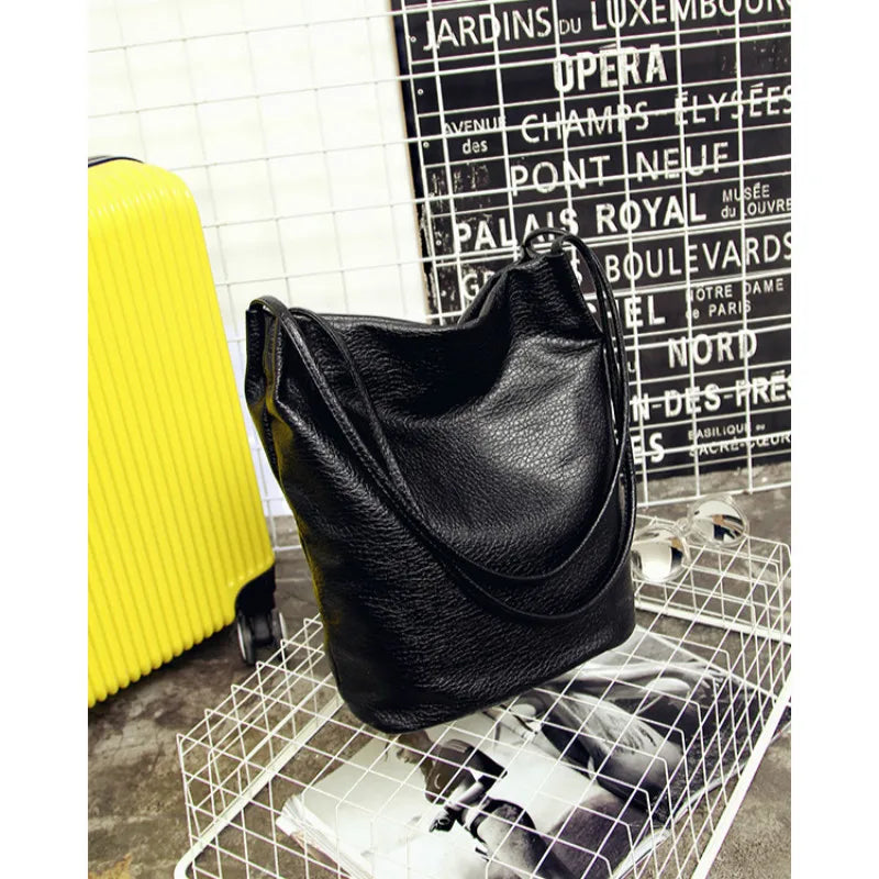 Women'S Soft Leather Handbag High Quality Women Shoulder Bag Luxury Brand Tassel Bucket Bag Fashion Women'S Handbags