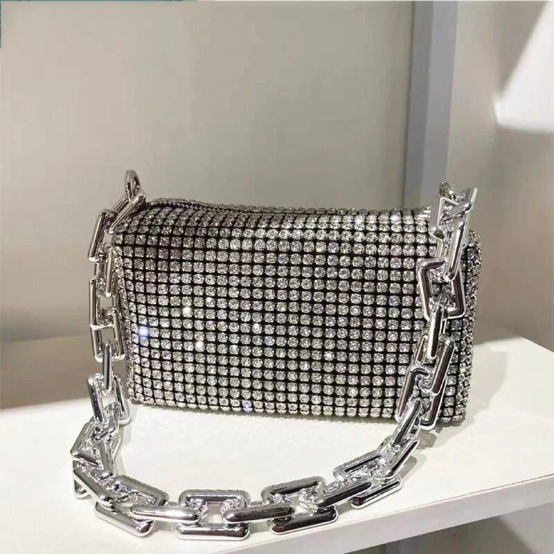 Summer Trend Luxury Fashion Travel Shoulder Handbags Purses Bling Diamond Design Small Crossbody Messenger Bags for Women