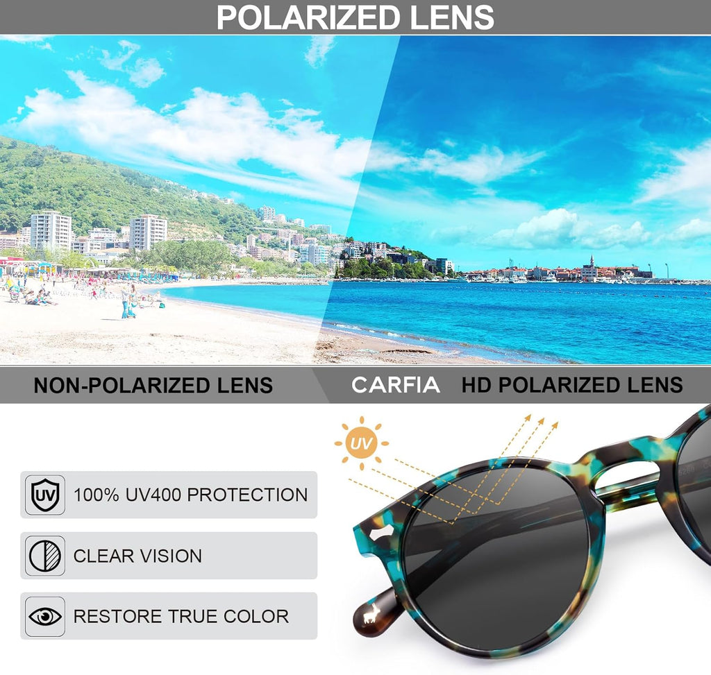 Polarised Womens Sunglasses Vintage UV400 Protection Acetate Frame