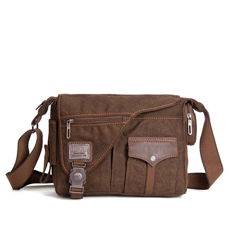Men Canvas Multifunction Crossbody Bag Retro Handbags Travel Wear Resistance Shoulder Messenger Bags Leisure Package Bolsa