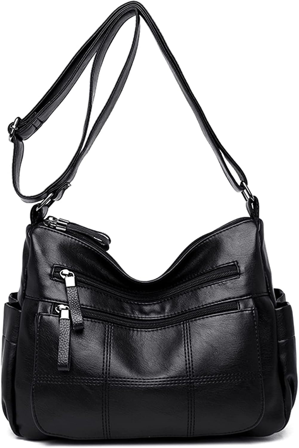Soft Ladies Leather Crossbody Bags Girls Lightweight Shoulder Handbags for Women Multi-Pocket with Adjustable Shoulder Strap