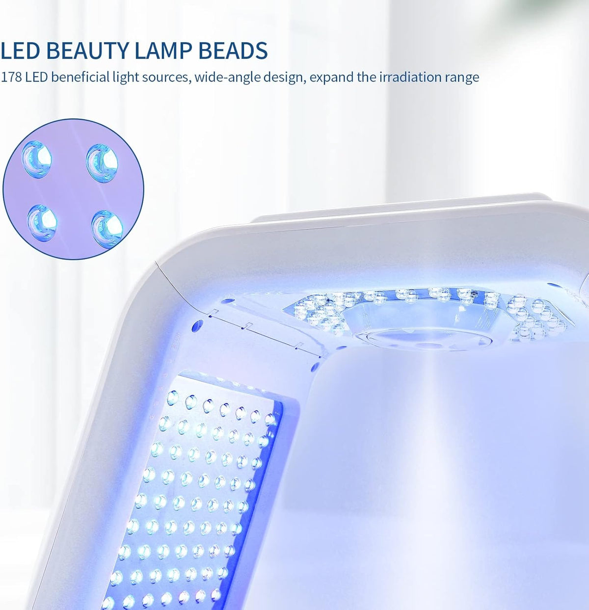 Red Light Therapy Lamp with Nano Spray,6 Colors Led Light Therapy Mask,Pdt Machine,Led Face Light Therapy Mask,178Pcs Leds, UK Plug, Anti-Anging,Rejuvenation,Firming,Smooth Wrinkle,Skin Brighten,White