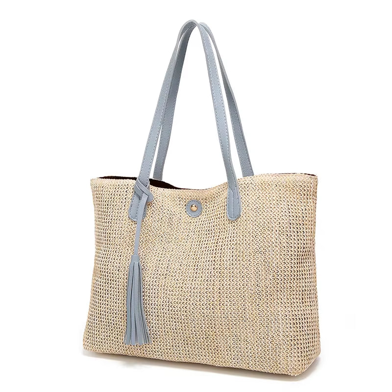 New Arrive 2026 Women'S Fashion Straw Handbags Large Tote Bags Ladies Simple Shoulder Bags Tassel Handbags B149