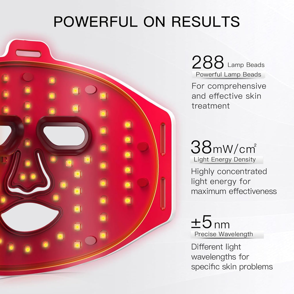 Red Light Therapy for Face, Led Face Mask Light Therapy, Infrared Red Light Therapy Mask, Advanced Anti-Aging Wrinkle Acne Removal Skin Care Device for All Skin Types at Home (Elegante White)
