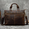 High Fashion Crazy Horse Luxury Men Leather Handbags Men'S Laptop Handbag Briefcase Shoulder Bag with Notebook Compartment