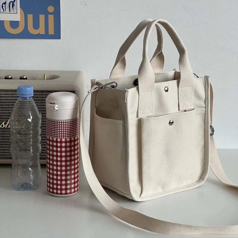 Women Crossbody Bags Canvas Solid Simple Large Capacity Shoulder Handbags All-Match Durable Shopping Portable Totes Minimalist