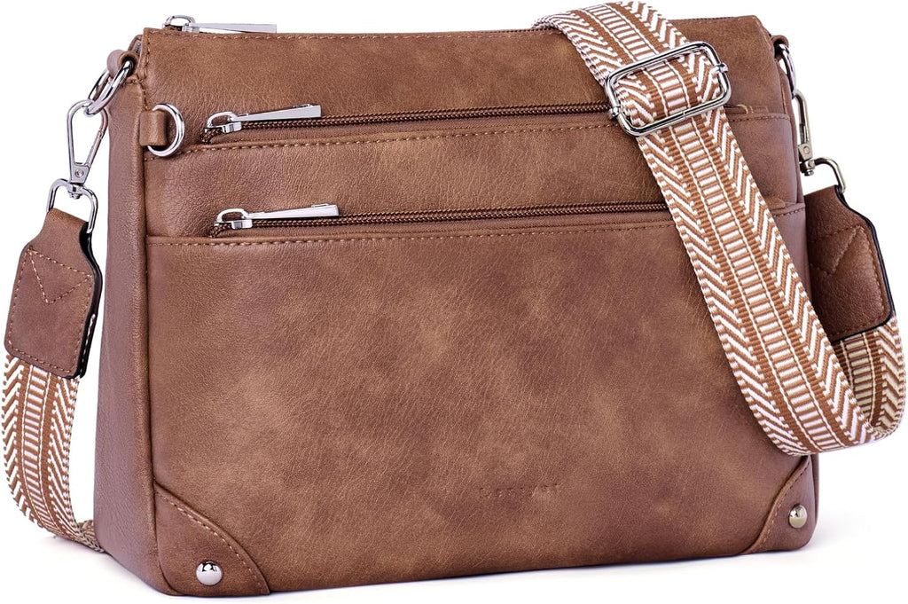 Cross Body Bag Women Rfid Travel Crossbody Bags Leather Handbags Ladies Shoulder Bag with Adjustable Strap