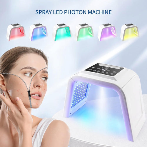 Red Light Therapy Lamp with Nano Spray,6 Colors Led Light Therapy Mask,Pdt Machine,Led Face Light Therapy Mask,178Pcs Leds, UK Plug, Anti-Anging,Rejuvenation,Firming,Smooth Wrinkle,Skin Brighten,White