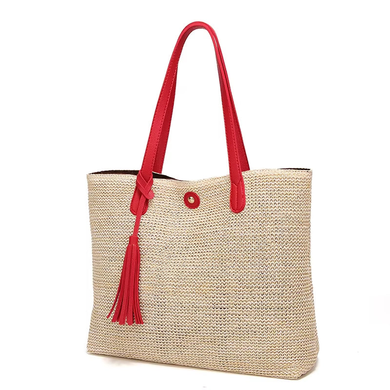 New Arrive 2026 Women'S Fashion Straw Handbags Large Tote Bags Ladies Simple Shoulder Bags Tassel Handbags B149