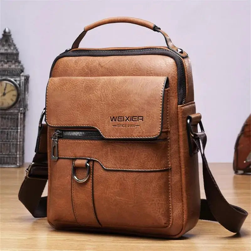 New Men Crossbody Bag Shoulder Bags Vintage Handbags Large Capacity PU Leather for Man Messenger Tote
