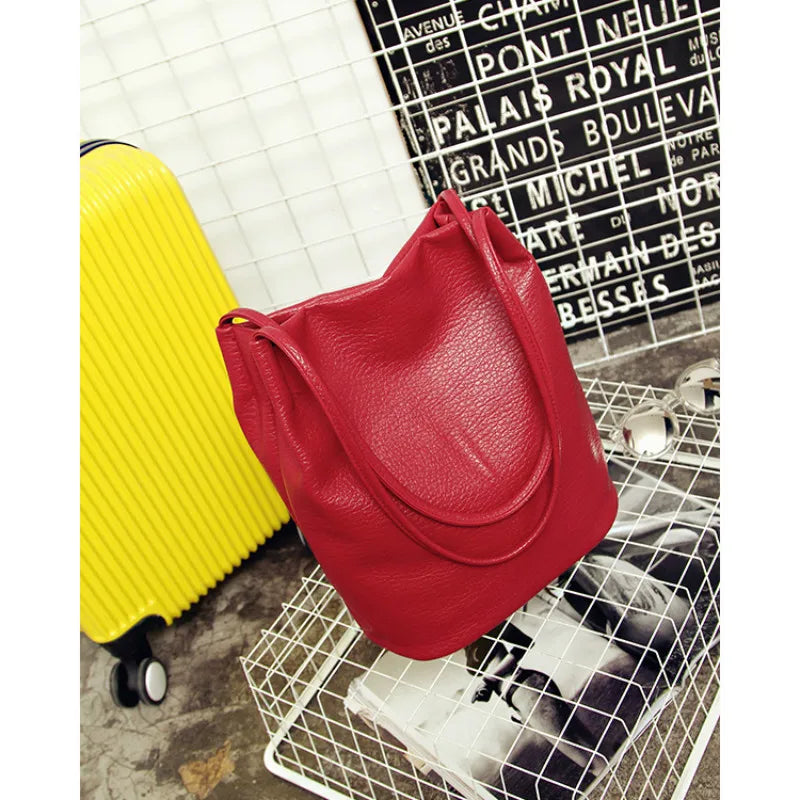Women'S Soft Leather Handbag High Quality Women Shoulder Bag Luxury Brand Tassel Bucket Bag Fashion Women'S Handbags